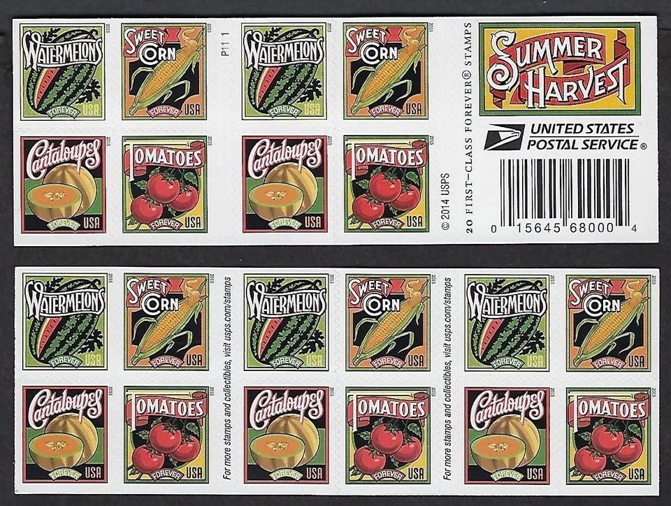 5004-07 MNH Booklet of 20 Forever stamps - Summer Harvest - Image 1 of 1