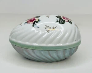 Norleans Egg Japan Porcelain Box Easter Lusterware Trinket Dish Vtg Floral Rose - Picture 1 of 9