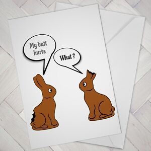 Funny Easter CARD Joke Humour chocolate addict rabbits male female man woman