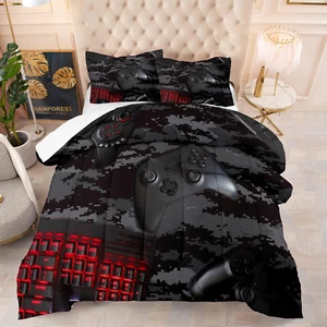 Gaming Comforter Set Full Size for Boys, Black Camouflage Gamer Bedding Sets for - Picture 1 of 8