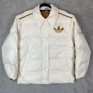 Adidas Originals Adicolor White Monogram Down Puffer Jacket Size Women's UK 12 - Picture 1 of 16
