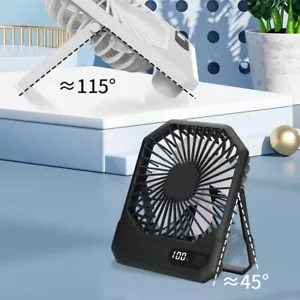 3 Speed Portable USB Rechargeable Desktop Fan Office Silent Digital Display Fan - Picture 1 of 19