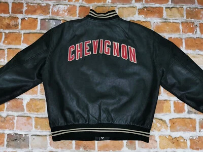 Chevignon Vintage Leather Jacket Rundbogen Authentic Black Red Gr: XXL Tip Top - Image 1 of 4
