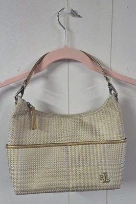 Ralph Lauren Purse Gold and Silver Plaid Removable Strap Handbag - Image 1 of 4