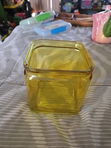 Yellow Square Glass Vase B1 - Picture 1 of 3