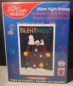 J & P Coats Latch Hook " Silent Night Snoopy " NEW Vintage Art# 25074 NIB - Picture 1 of 4