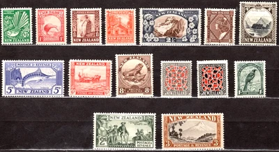 НОВАЯ ЗЕЛАНДИЯ #185-198 1935 живописный набор MH - Изображение 1 из 2