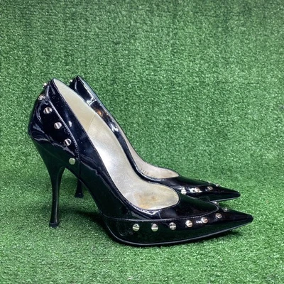 Bombas de aguja Dolce & Gabbana tornillo plateado Italia talla 38,5 charol negro Foto 1 de 4