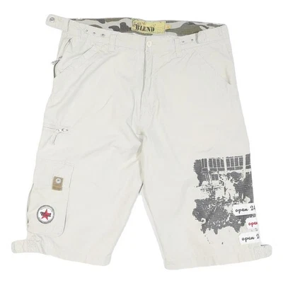 Shorts masculinos BLEND bege casual carga estampa gráfica L W34 estilo verão - Imagem 1 de 4