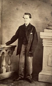 FOTO CDV antica epoca guerra civile 1860 bel giovane scuola ragazzo - Foto 1 di 3