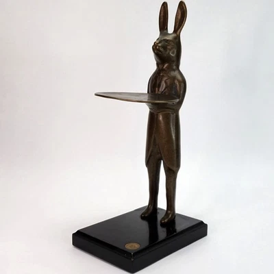 ¿Bronce fundido en frío vintage? Tarjetero de visita caprichoso conejo escultura SPI Foto 1 de 4