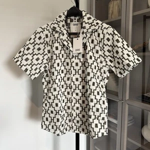 Camisa OEA Cuba Terry Machu Verde Inspirada en Inca Estampado Corto Seeve Botones M NUEVA - Imagen 1 de 7
