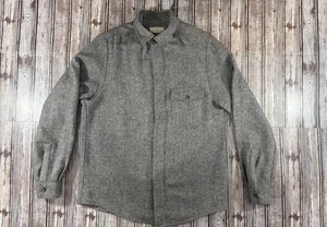 Paul Stuart Herringbone wool buttons jacket sz L made Ireland VTG leather trim - Picture 1 of 6