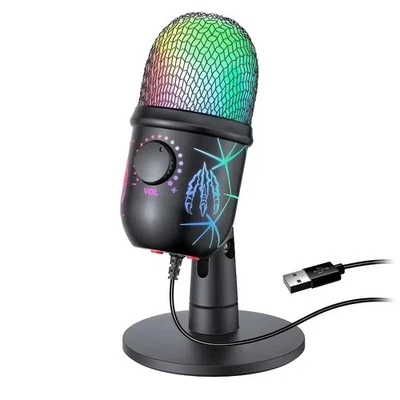 Gaming Microphone USB Computer Microphone for PC Mac PS4/5 Condenser Podcast RGB - Image 1 of 4