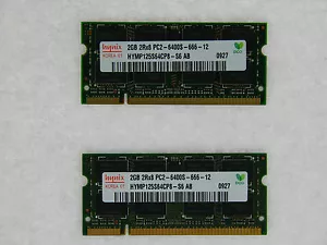 HYMP125S64CP8-S6 4GB 2X2GB PC2-6400 DDR2 800Mhz So-Dimm 200pin Laptop Mem Hynix - Picture 1 of 1