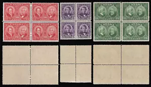 SAVOYSTAMPS CANADA 1927 FAMOUS MEN SC # 146-148 BLOCKS OF 4 * OG NH VF SCV $301 - Picture 1 of 7