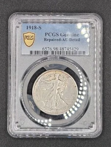 1918-S Walking Liberty Half Dollar | PCGS Genuine, AU Detail, Repaired - Picture 1 of 4