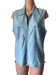 Bill Blass Denim Jean XL Zip Top Cotton Light Washed Blue Western Festival-XL - Picture 1 of 8