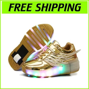 Versatile Kids' Roller Sneakers with LED Lights - Perfect Gift for Birthdays - Picture 1 of 7