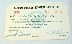 NATIONAL RAIL HISTORIC SOCIETY INC.~1959 TESSERA ASSOCIATIVA~CAPITOLO DI PITTSBURGH - Foto 1 di 4