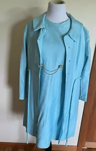 Emma Domb Sz 16 Vtg Dress & Matching Jacket Robin's Egg Blue Dressy - Picture 1 of 9