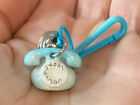 VTG 80s Blue Rotary Phone Dial Telephone Clip On Charm For Plastic Necklace