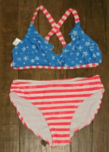 NWOT New Girls Circo Two Piece Bikini Stars & Stripe Swimsuit Sz XL - Picture 1 of 3