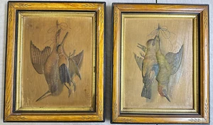 (2) 1880's Raised Relief Panels Fowl Hunting Lodge Charles Avery Eastlake Frames - Picture 1 of 20
