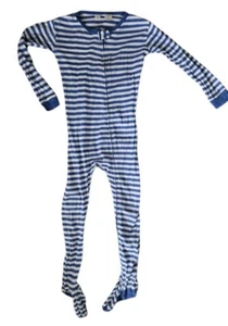 ~ BABY GAP Blue and White Striped One Piece Pajamas Organic Cotton Boys Size 4 - Picture 1 of 3