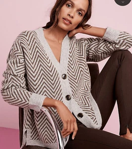 Maglione cardigan ANN TAYLOR spina di pesce fidanzato taglia S nuovo con etichetta - Foto 1 di 5