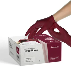 Fifth Pulse Nitrile Exam Latex Free & Powder Free Gloves - Burgundy - 50pcs - XL - Picture 1 of 6