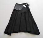 Proenza Schouler Women's Black Leather Panel Belted Skirt Size 0 4 New With Tags
