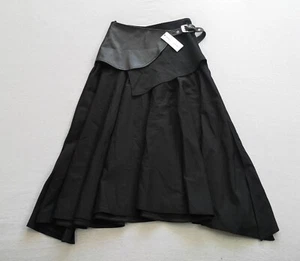Proenza Schouler Women's Black Leather Panel Belted Skirt Size 0 4 New With Tags - Picture 1 of 6