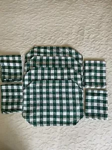 SNOWMEN Green & White Check Set of 4 Placemats & Napkins For Winter Or Christmas - Picture 1 of 4
