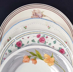 Mismatched Salad Plates Multicolor Florals Stoneware Mix and Match Set of 4 - Picture 1 of 13