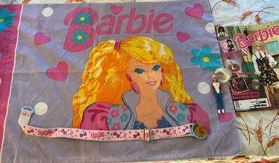 Vintage LOT 4 Pc..1990’s  BARBIE Standard Bed Pillow Case, BELT, FIGURE, MAGAZIN - Image 1 of 4