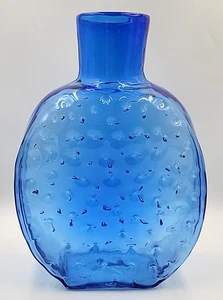 Vintage Blenko Glass Hank Adams Design 9031s Large Textured Vase In Color Azure - Picture 1 of 20