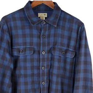LL Bean Herren Buffalo Karo Flanell Hemd Langarm Blau Schwarz Größe M Shacket - Bild 1 von 8