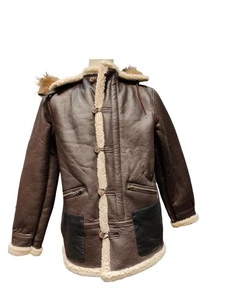 LEATHER SHEEPSKIN Shearling Flying Pilot Aviator Bomber Bike B-3 Jacket Coat WW2 - Picture 1 of 6