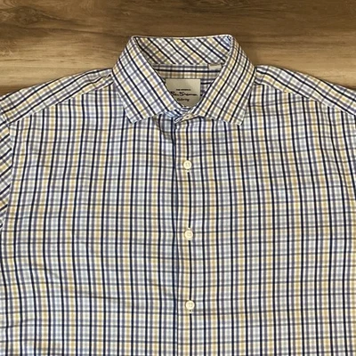Camisa Ben Sherman Para Hombre 15.5 34/35 Calce Ajustado Azul A Cuadros Manga Larga Elastizada Foto 1 de 4