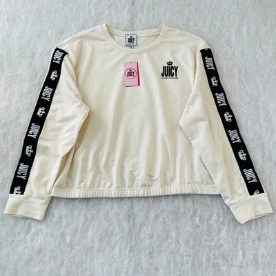 NWT Juicy Couture Womens Cream Long Sleeve Cropped Pullover Sweatshirt Size XXL - Image 1 of 4