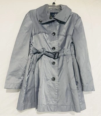 Chaqueta verde con envidia para mujer XL azul claro con cinturón gabardina elegante clásica Foto 1 de 4