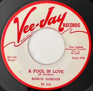 ROSCO GORDON A Fool In Love / No More Doggin' VEE JAY DJ PROMO 1959 Clean!!!! - Picture 1 of 1