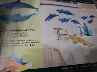 Wallies 🐬 DOLPHIN Fish Nemo Ocean Sealife Decal Tattoo Art Decor Kid Room Child - Image 1 of 2