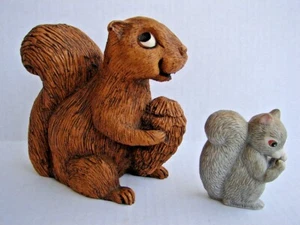 1 PAIR Vintage Original Ceramic 5" Brown and 3" Grey Squirrel Figurines CUTE! - Picture 1 of 10