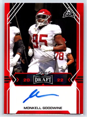 2022 Leaf Draft Monkell Goodwine #BA-MG2 Red Autograph Alabama Crimson Tide - Image 1 of 2