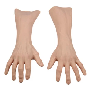 Realistic Silicone Hand Skin Old Man Gloves Hand Sleeve for Cosplay Crossdresser - Picture 1 of 12