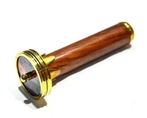 Antique Brass & Wooden Double Wheel Kaleidoscope Vintage Nautical Collectible - Picture 1 of 5