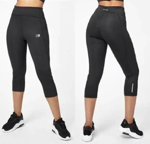 Karrimor Capri Womens 3/4 leggings Black Running Gym Workout Back Zipped Pocket - Picture 1 of 5