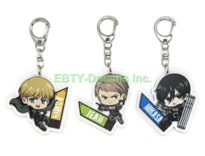Set 3 Portachiavi Acrilico Attack On Titan Mikasa Ackerman, Armin, Jean v1 - Foto 1 di 2